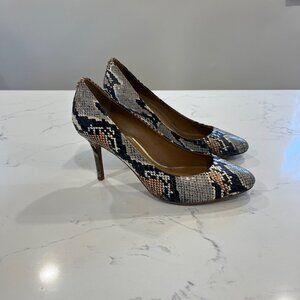 Coach Women's Nala Graphic Snake Pump in Orange White Black Snake Size 8